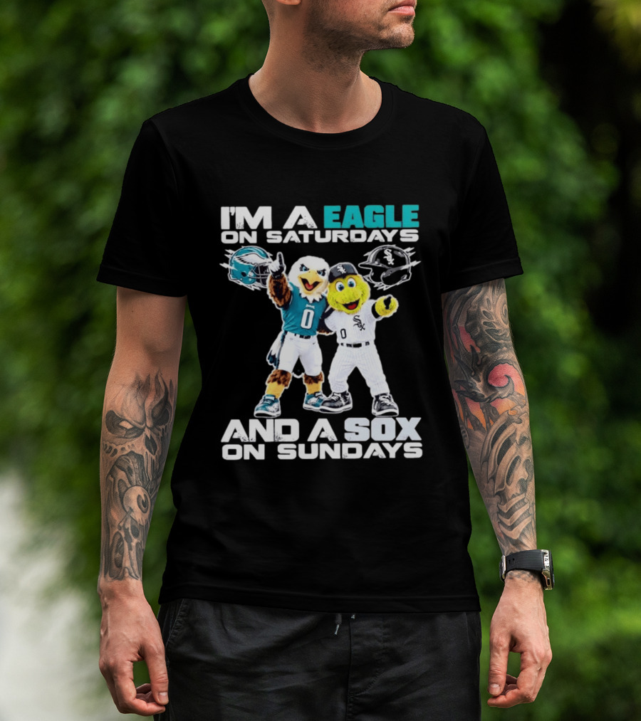 I'm An Eagle On Saturdays And A Sox On Sundays Football Baseball Mascots T-Shirt