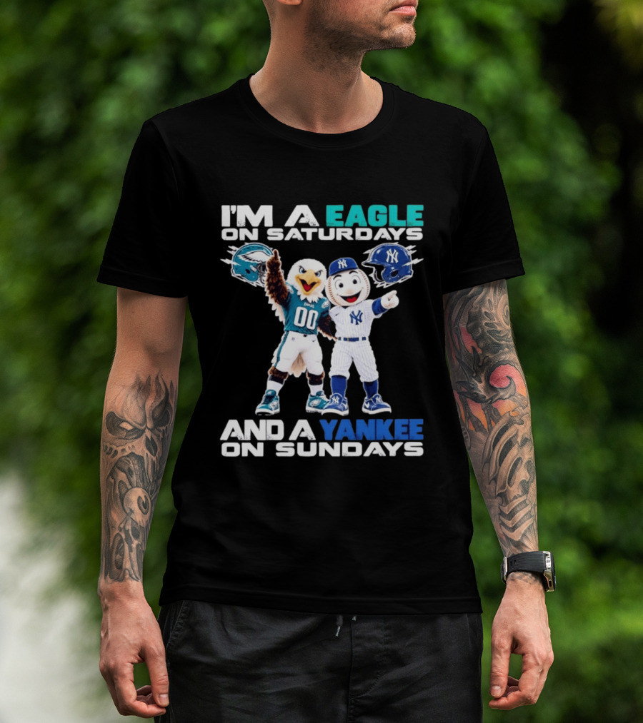 I'm An Eagle On Saturdays And A Yankee On Sundays Eagle And Yankee Helmets Mascots T-Shirt