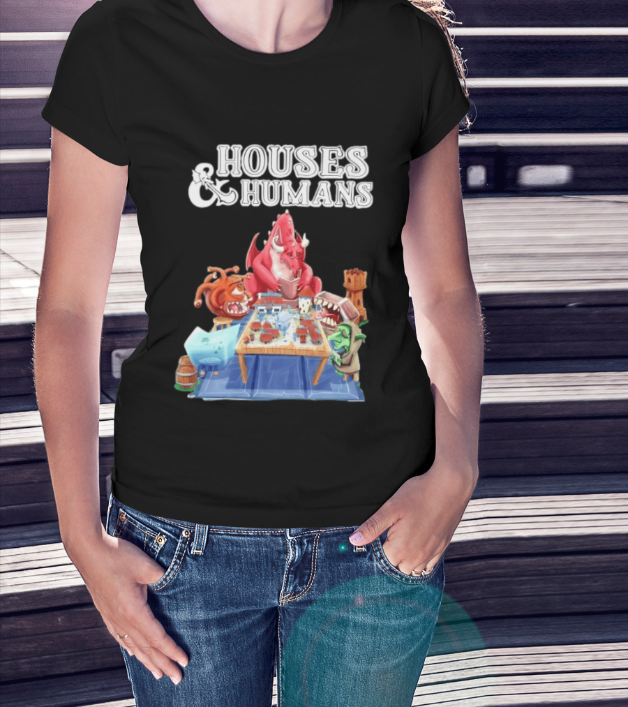 Houses And Humans Halloween Game Monsters Playing Board Game T-Shirt