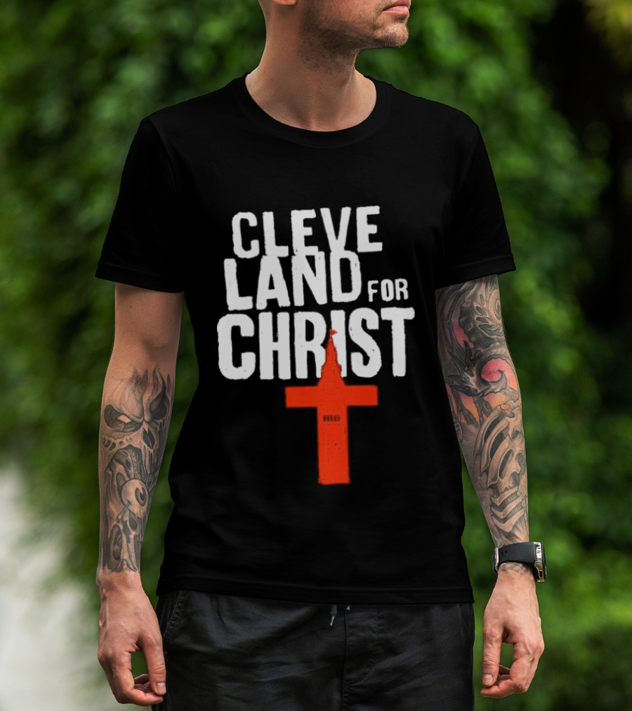 Cleveland For Christ Orange And Brown Terminal Tower Cross T-Shirt