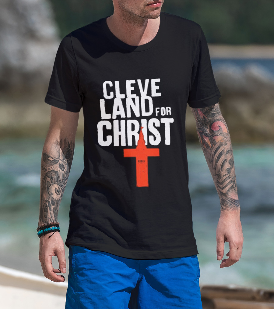 Cleveland For Christ Orange And Brown Terminal Tower Cross T-Shirt