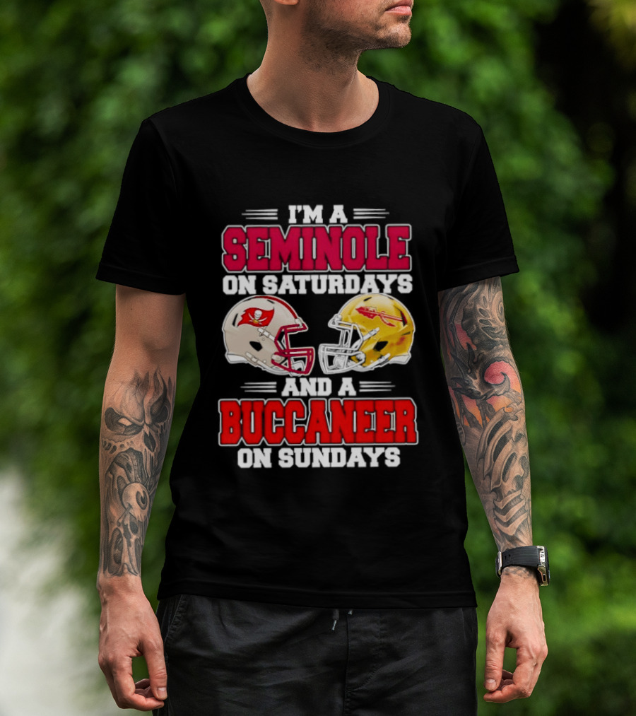 I'm A Seminole On Saturdays Buccaneer On Sundays Football Helmets T-Shirt