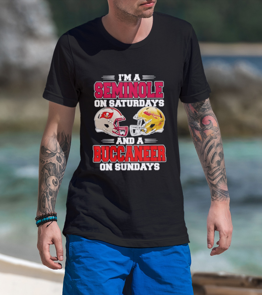 I'm A Seminole On Saturdays Buccaneer On Sundays Football Helmets T-Shirt