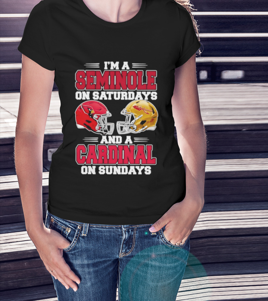 I'm A Seminole On Saturdays And A Cardinal On Sundays Football Helmets T-Shirt