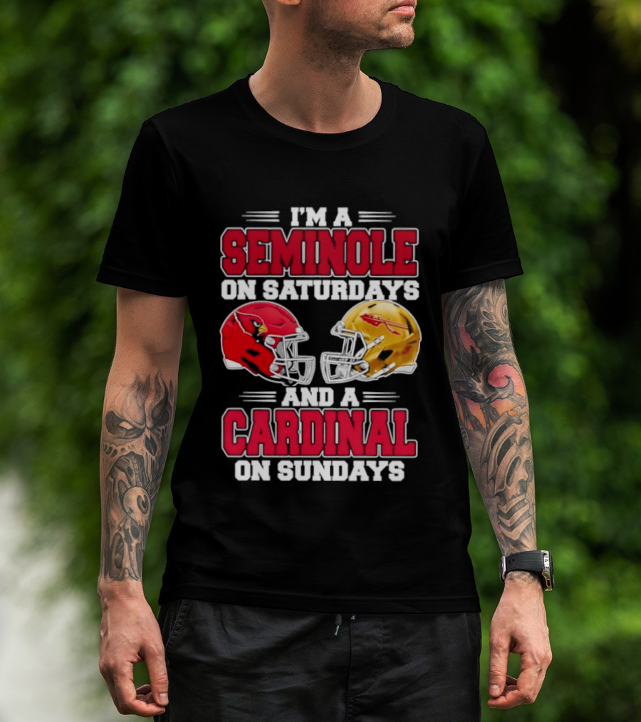 I'm A Seminole On Saturdays And A Cardinal On Sundays Football Helmets T-Shirt