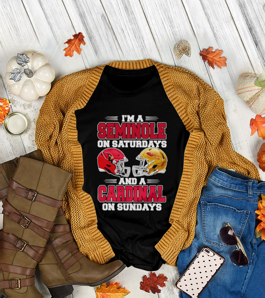 I'm A Seminole On Saturdays And A Cardinal On Sundays Football Helmets T-Shirt
