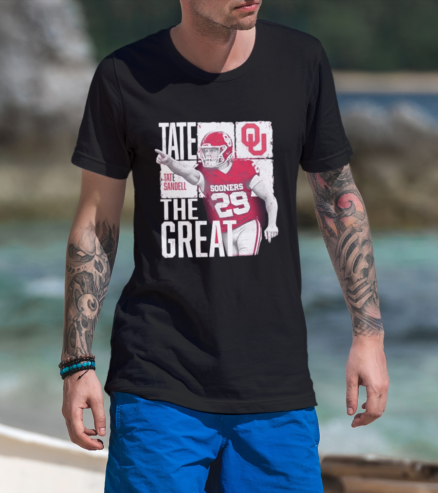 Tate Sandell No 29 Oklahoma Sooners Football Tate The Great T-Shirt