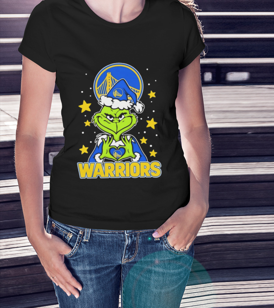 Golden State Warriors Christmas Grinch Snowflakes And Stars T-Shirt