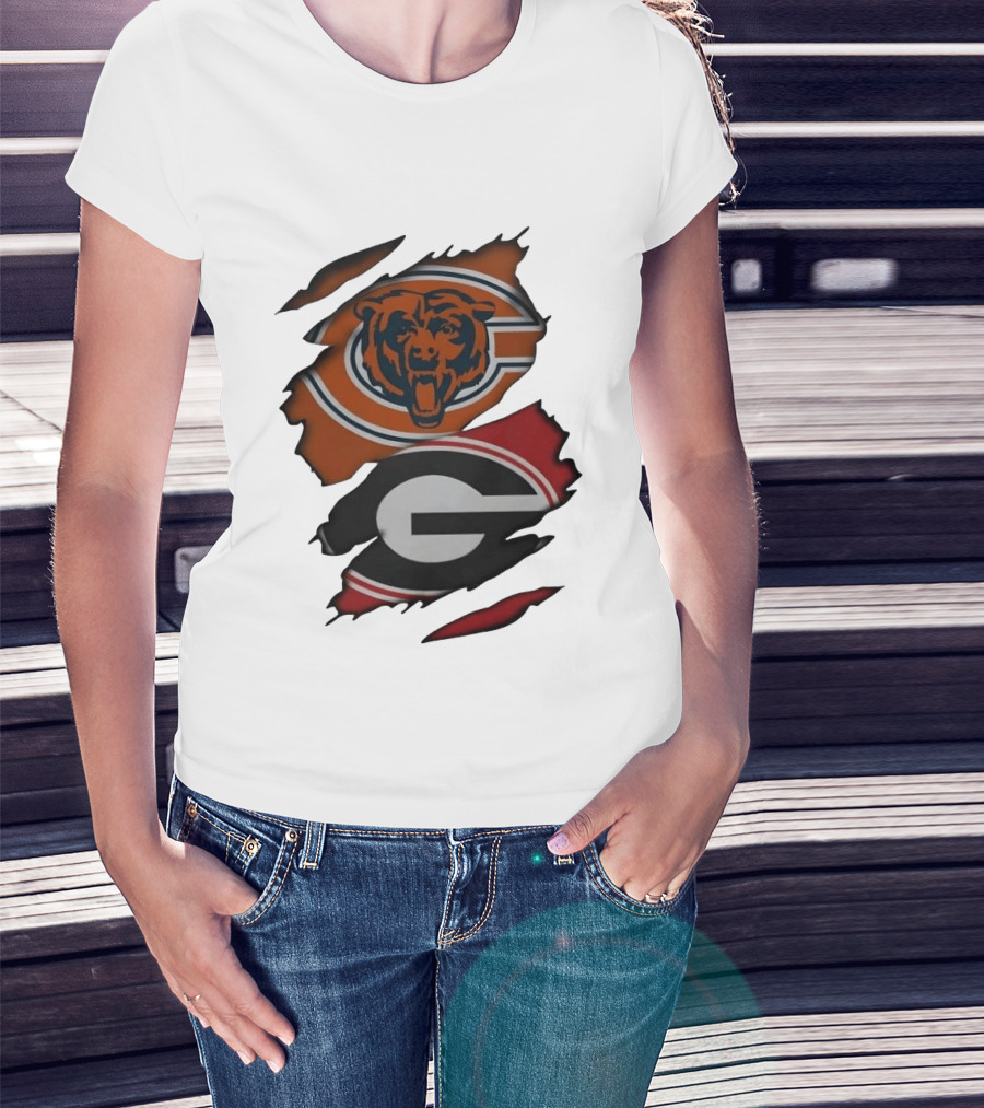 Chicago Bears Georgia Bulldogs Ripped Mesh T-Shirt