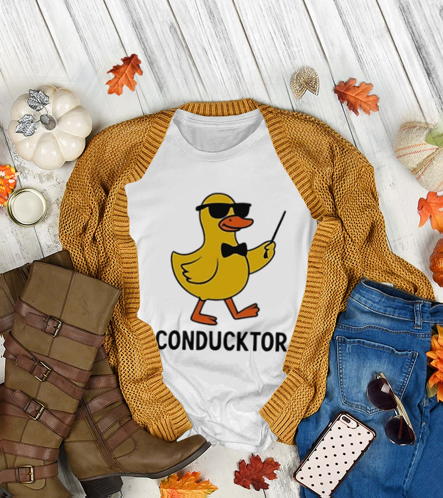 Duck Conductor With Sunglasses And Bow Tie Conducktor T-Shirt