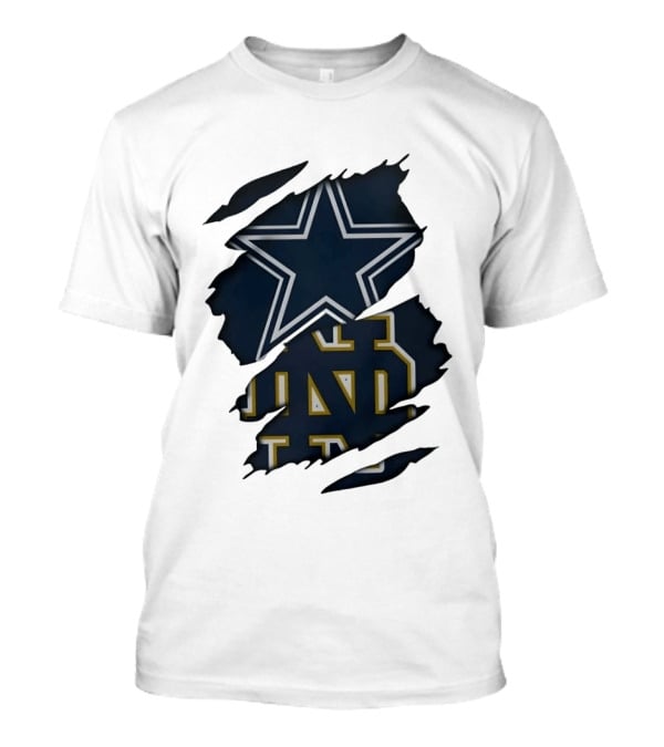Dallas Cowboys Star And Notre Dame Fighting Irish ND Distressed Fan T-Shirt