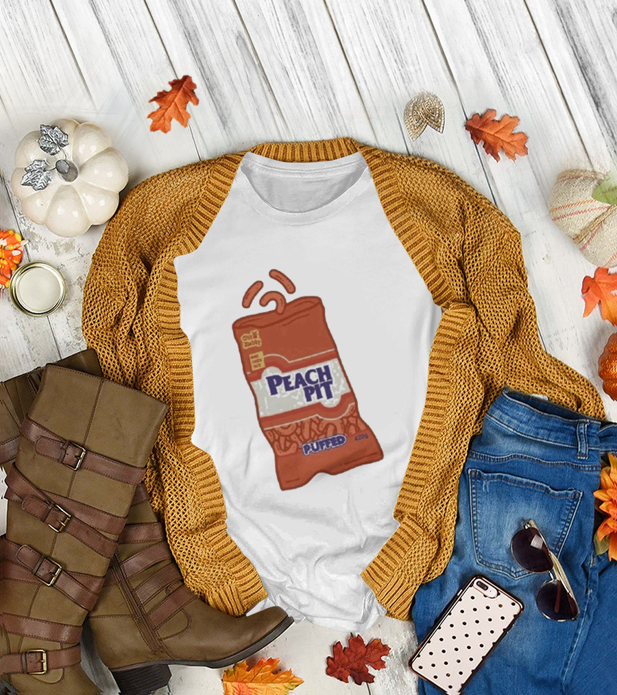Peach Pit Puffed Snack Bag Cheesie Guys Party Pack 420g T-Shirt