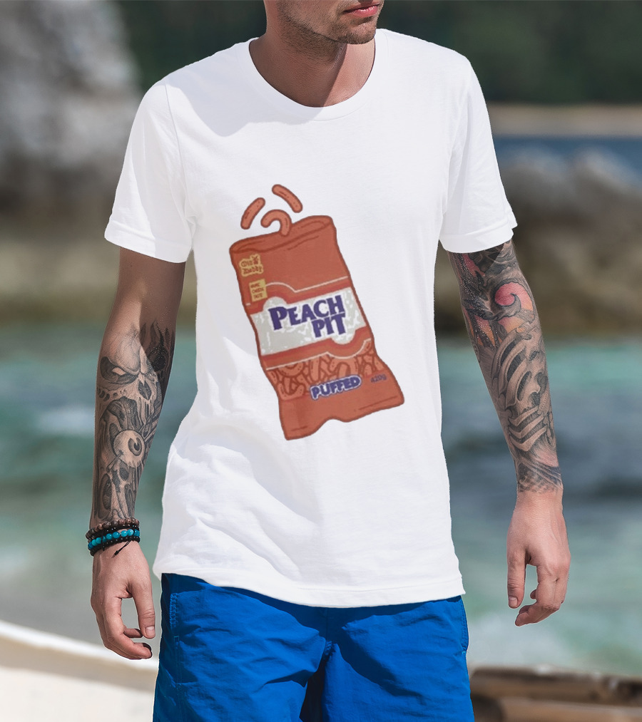 Peach Pit Puffed Snack Bag Cheesie Guys Party Pack 420g T-Shirt