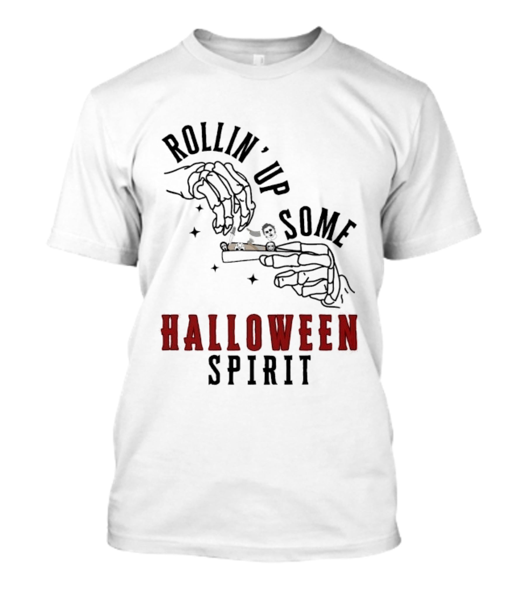 Rollin' Up Some Halloween Spirit Skeleton Hands Spooky Fun T-Shirt