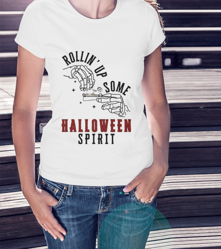 Rollin' Up Some Halloween Spirit Skeleton Hands Spooky Fun T-Shirt