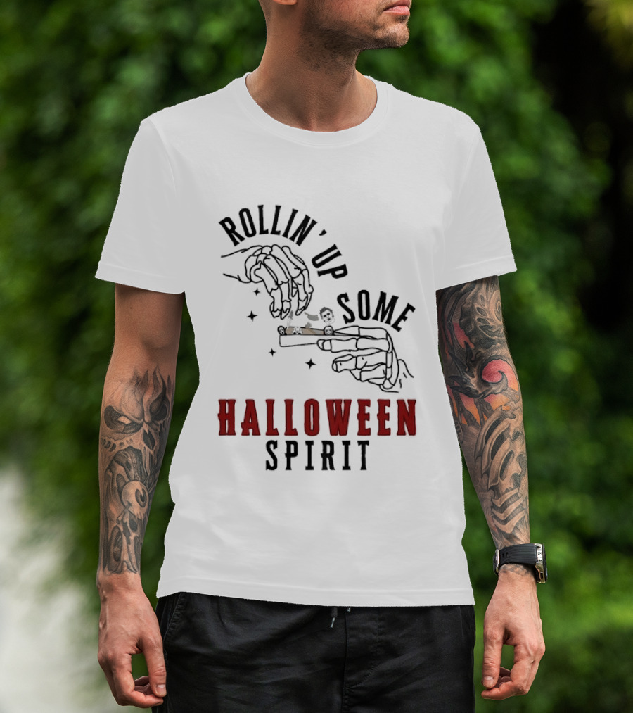 Rollin' Up Some Halloween Spirit Skeleton Hands Spooky Fun T-Shirt