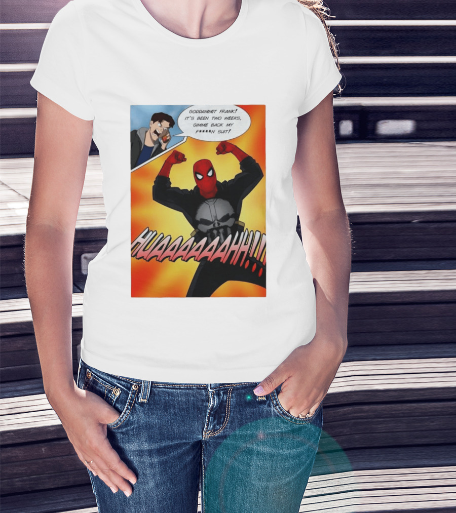 Spider Man And The Punisher Comic Goddammit Frank Huaaahhh Speech Bubble Scene T-Shirt