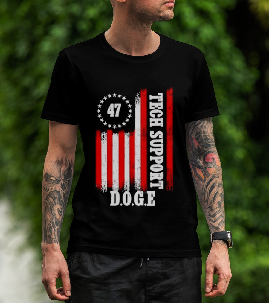 47 D.O.G.E. Tech Support American Flag T-Shirt