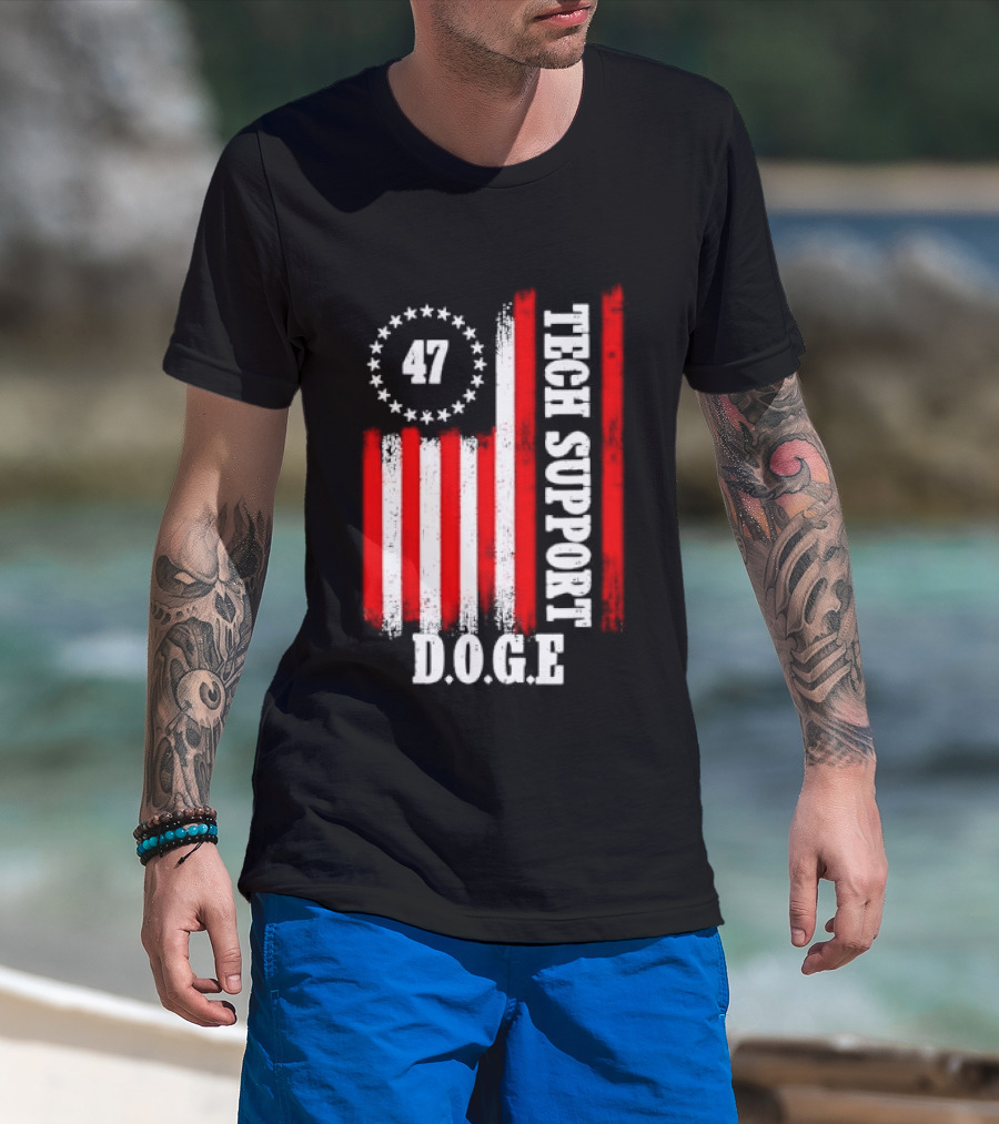 47 D.O.G.E. Tech Support American Flag T-Shirt
