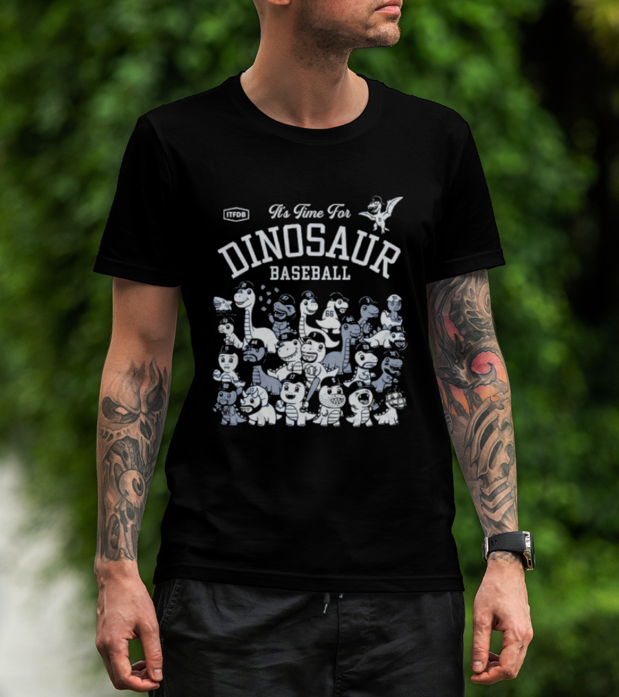 It's Time For Dinosaur Baseball Fun With Cute Cartoon Characters T-Shirt
