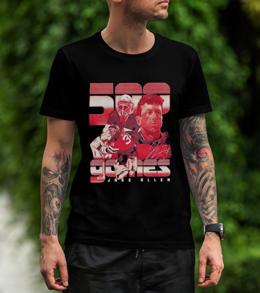 Jake Allen 500 Games New Jersey Devils Hockey 34 T-Shirt