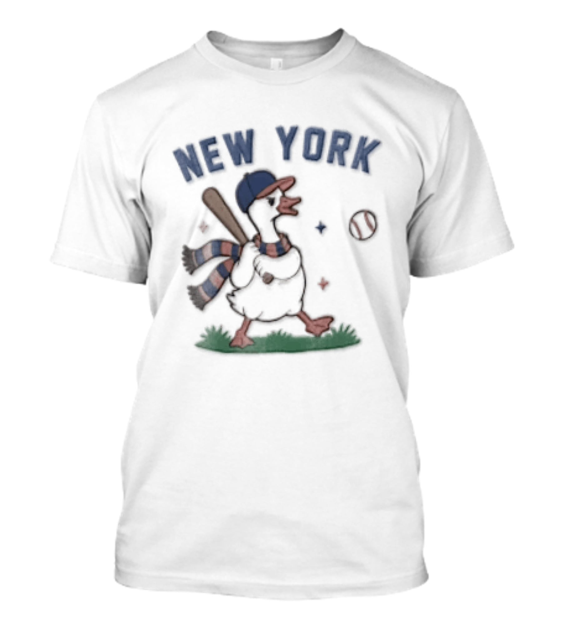 New York Goose Wearing Hat Scarf Baseball Bat And Ball T-Shirt