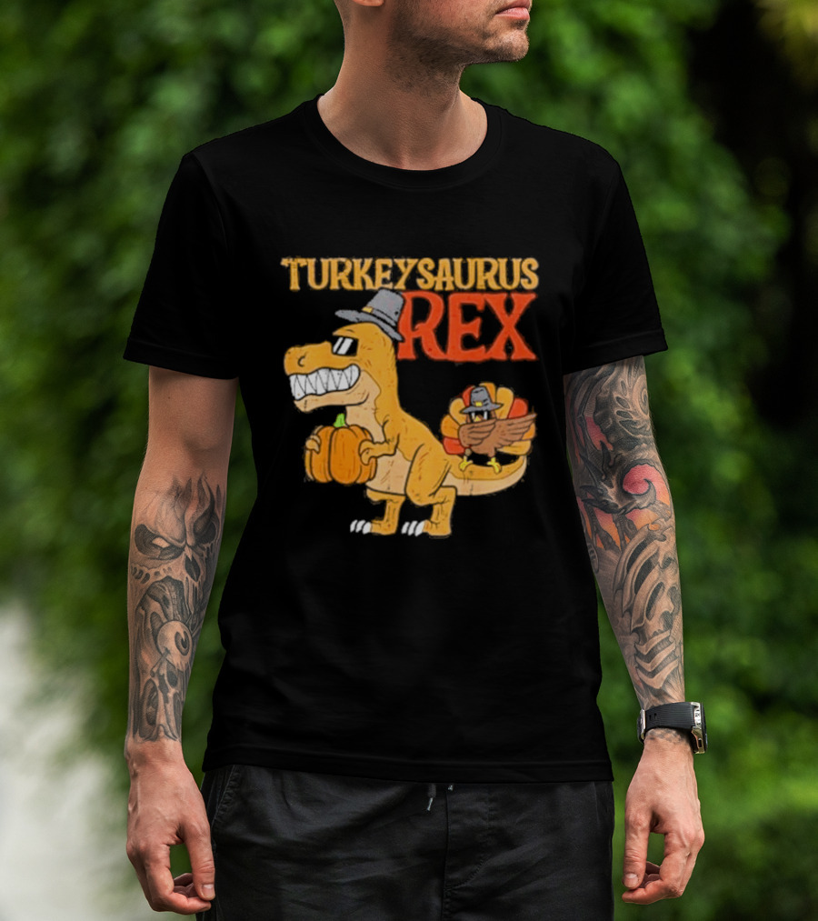 Turkeysaurus Rex Toddler Boys Thanksgiving Dab Turkey Dino 2024 T-Shirt