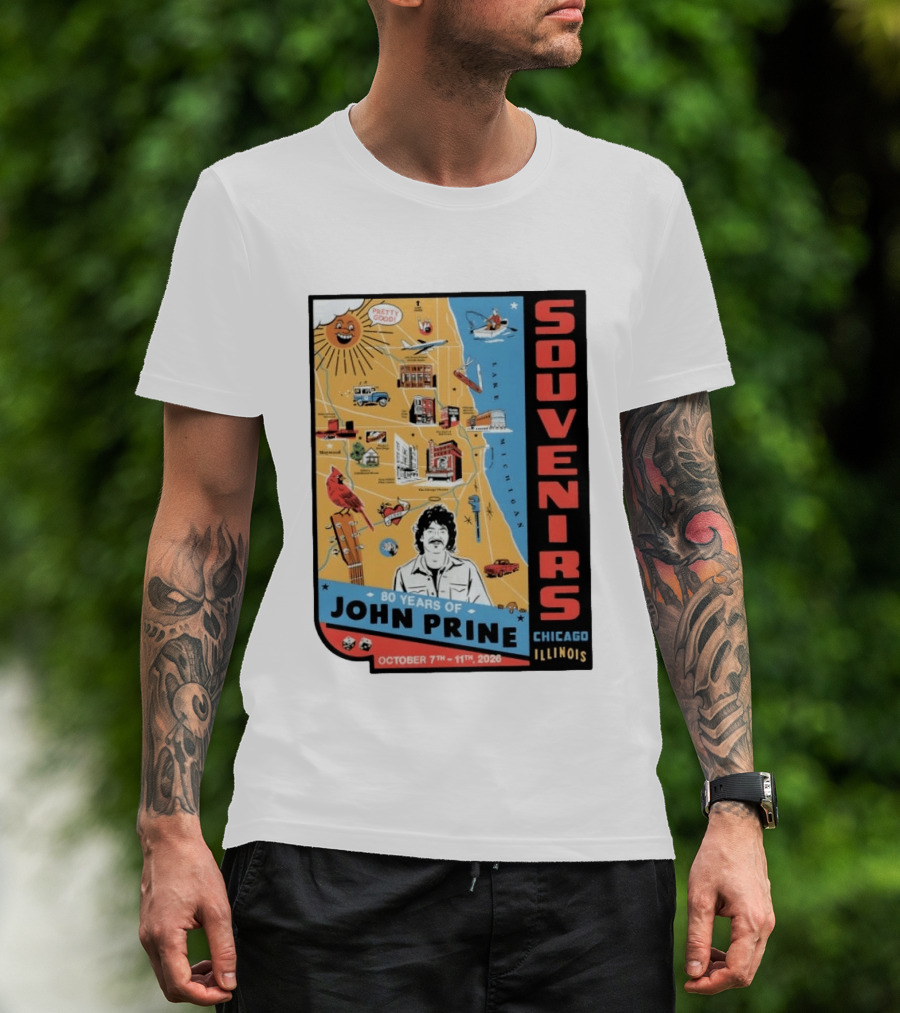 Souvenirs John Prine 80 Years October 7 11 2026 Chicago Illinois T-Shirt