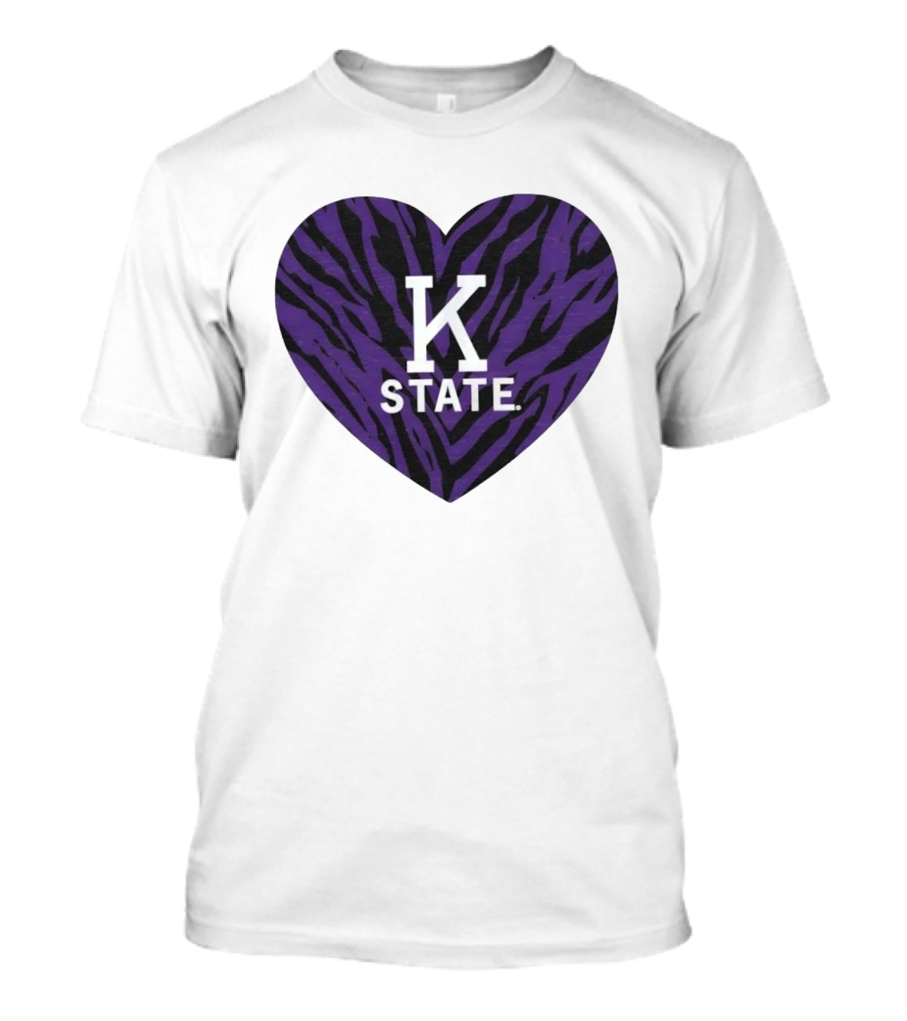 K State Wildcats Purple Zebra Heart Kansas State T-Shirt