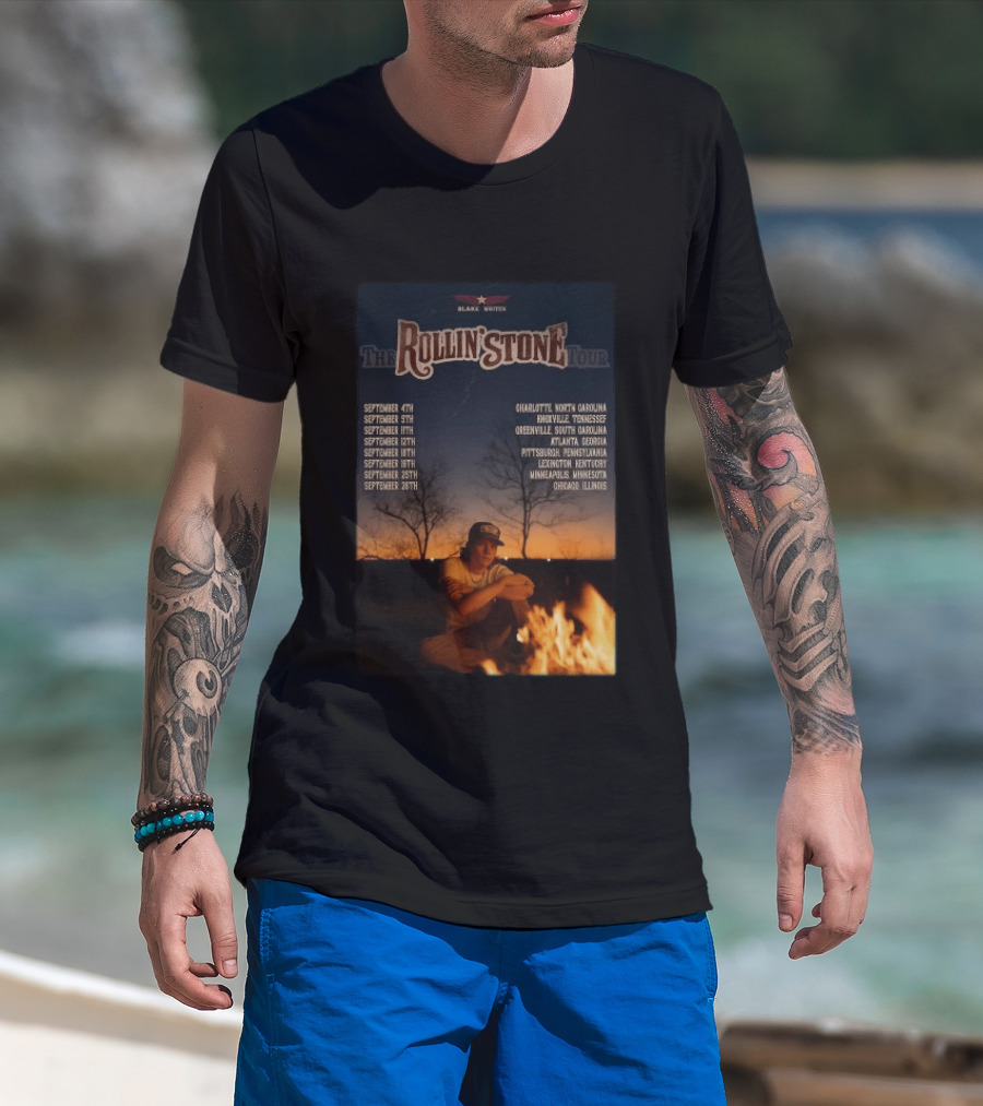 Blake Whiten Rollin' Stone Tour 2025 September Cities Charlotte Nashville Greenville Atlanta Pittsburgh Lexington Minneapolis Chicago T-Shirt