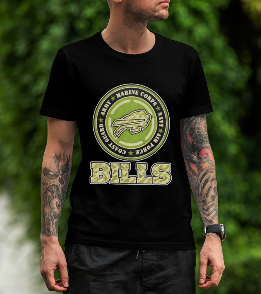 Buffalo Bills Camo Tribute Army Marine Corps Navy Air Force Coast Guard T-Shirt
