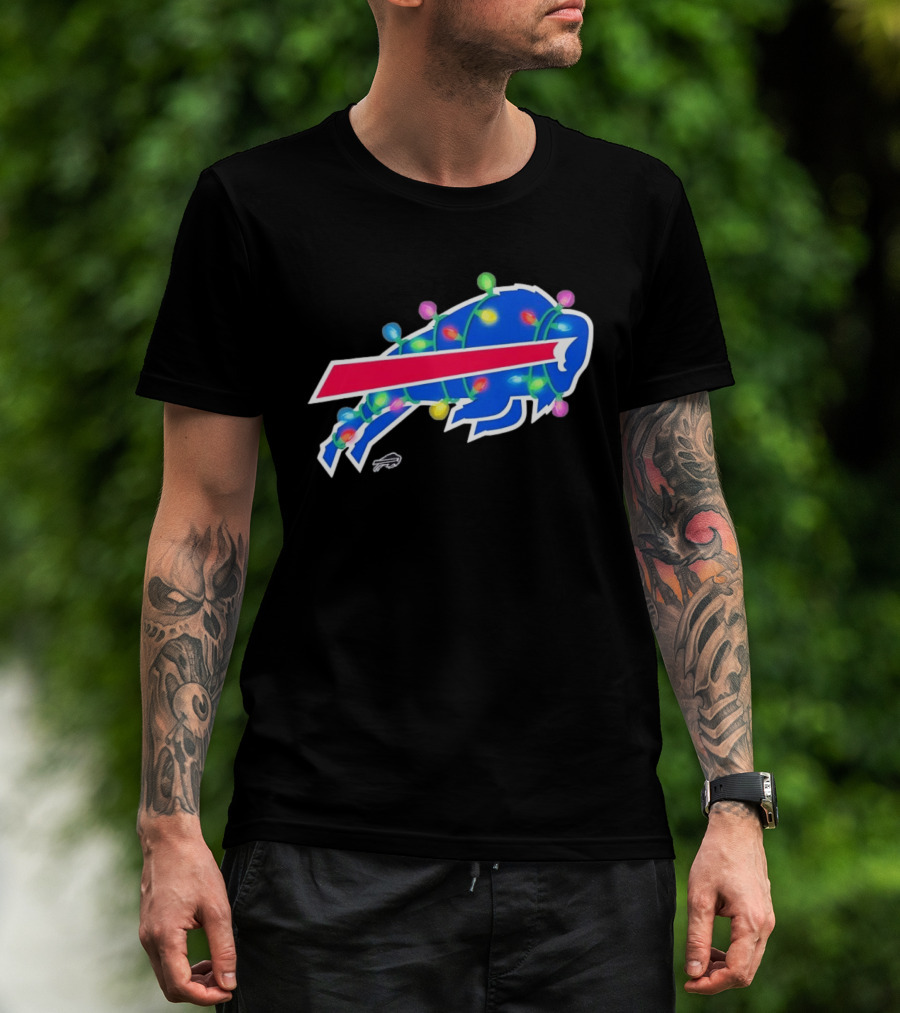 Buffalo Bills Christmas Holiday Lights Football Team Festive Celebration T-Shirt