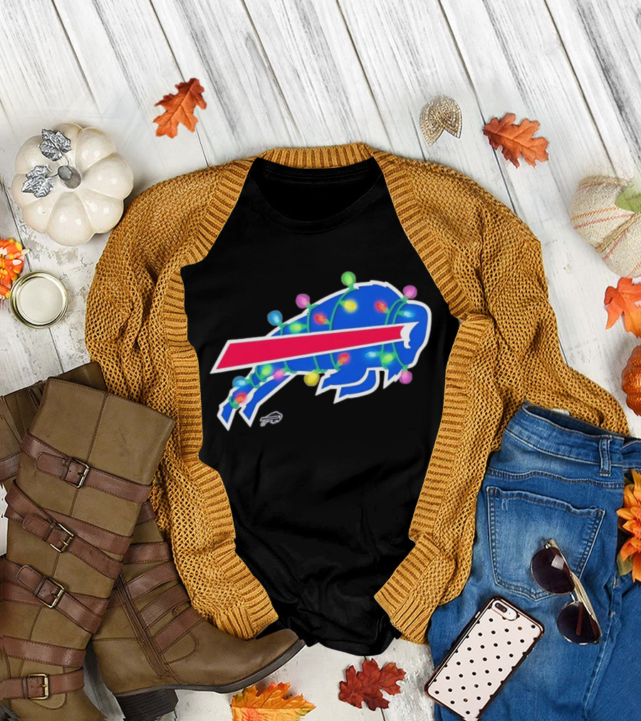 Buffalo Bills Christmas Holiday Lights Football Team Festive Celebration T-Shirt
