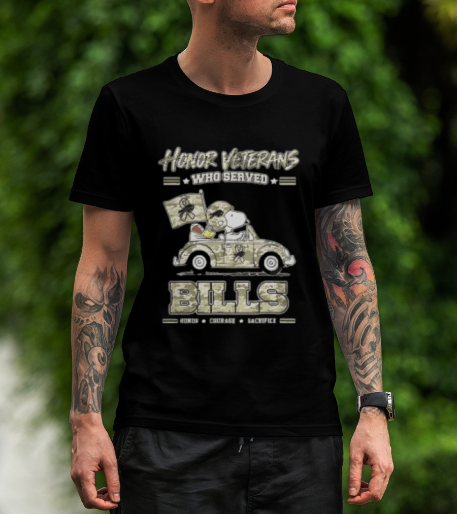 Buffalo Bills Peanuts Snoopy Honor Veterans Who Served T-Shirt