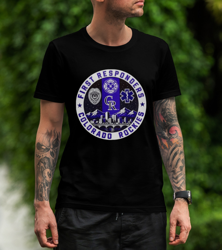 Colorado Rockies First Responders Police Fire Dept City Skyline T-Shirt