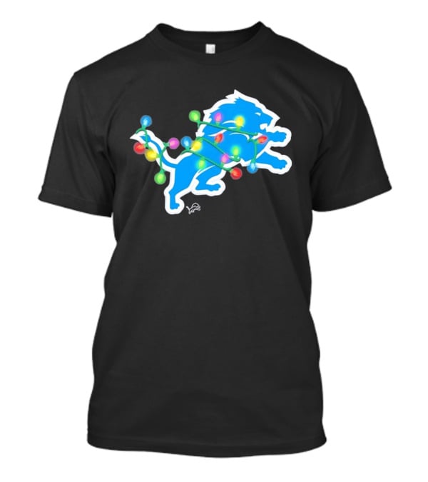 Detroit Lions Holiday Lights Festive Christmas Spirit T-Shirt