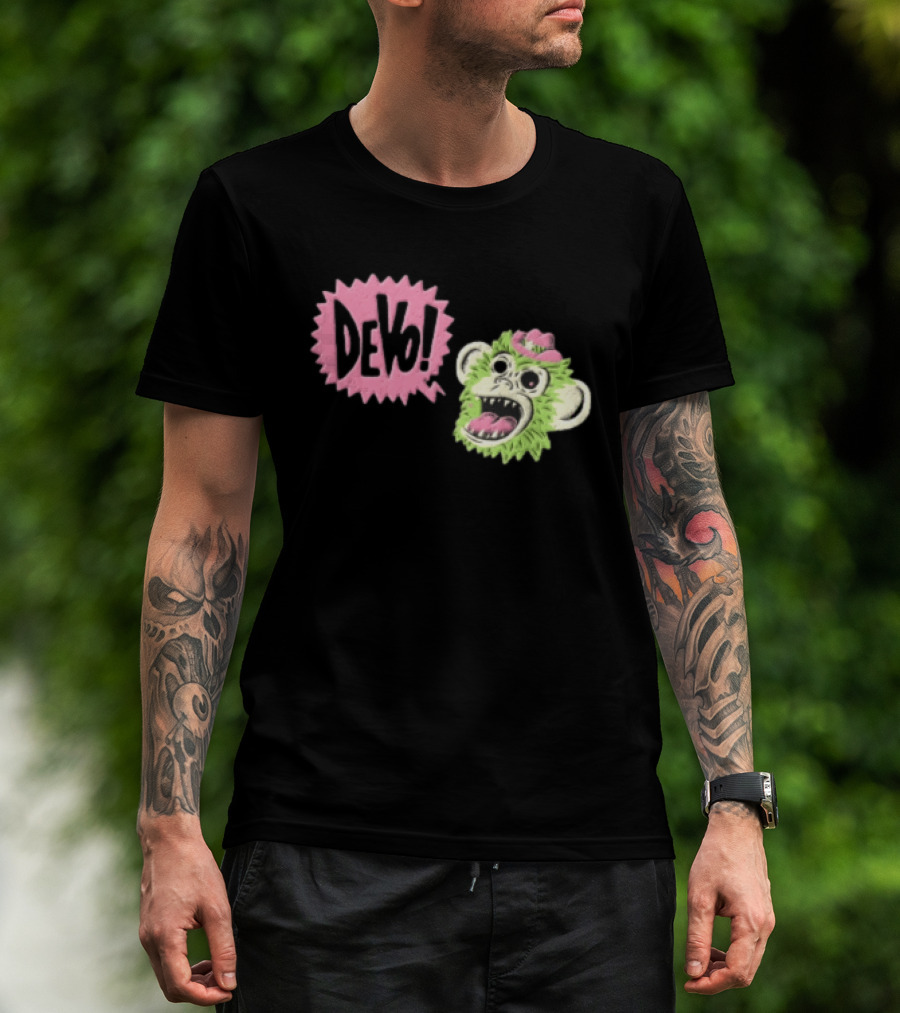 Devo Green Monkey Pink Hat T-Shirt