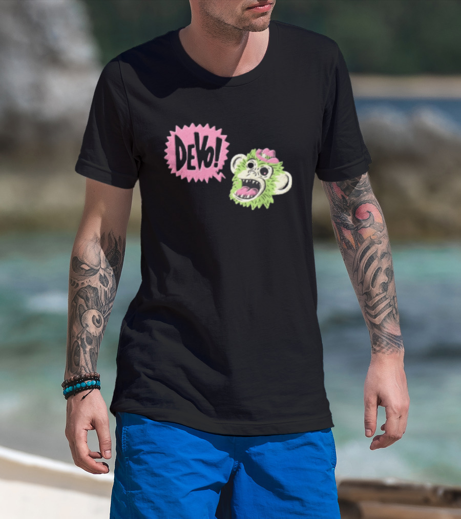 Devo Green Monkey Pink Hat T-Shirt