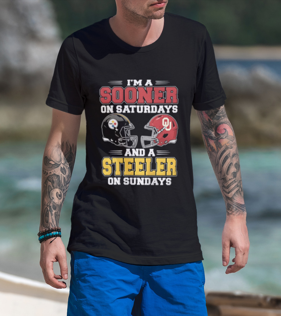 I'm A Sooner On Saturdays And A Steeler On Sundays OU And Pittsburgh Football Fan T-Shirt