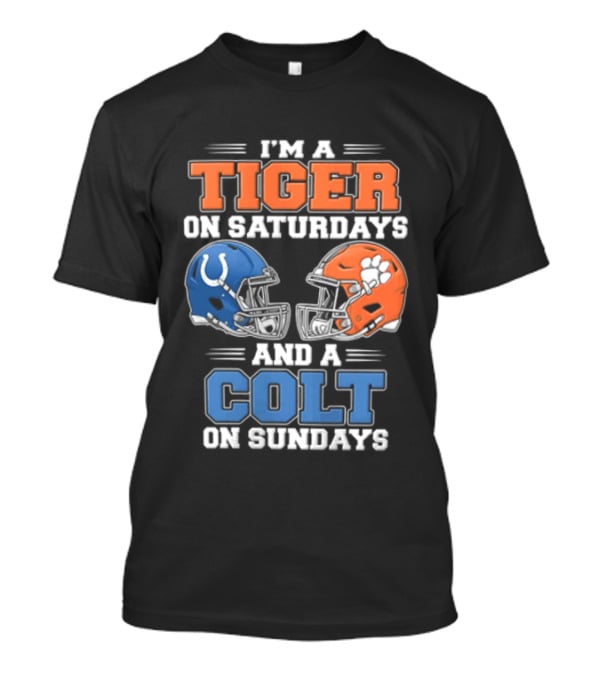 I'm A Tiger On Saturdays And A Colt On Sundays Helmet Football Rivalry T-Shirt