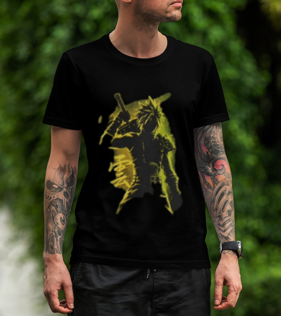 Final Fantasy Spiky Haired Warrior Sword Victory T-Shirt