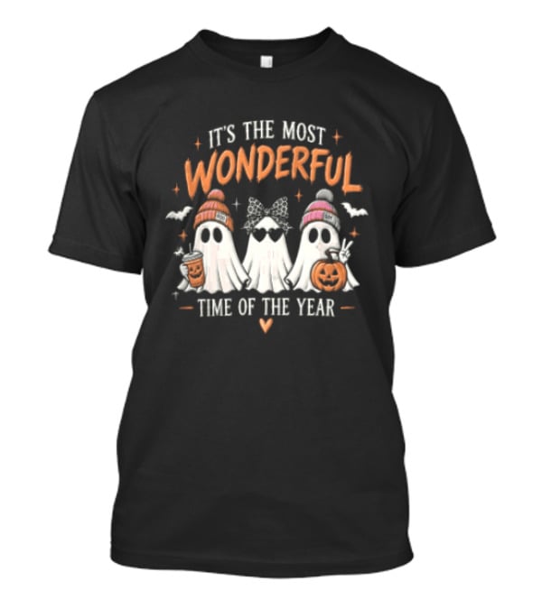 It's The Most Wonderful Time Of The Year Ghost Pumpkin Coffee Halloween T-Shirt