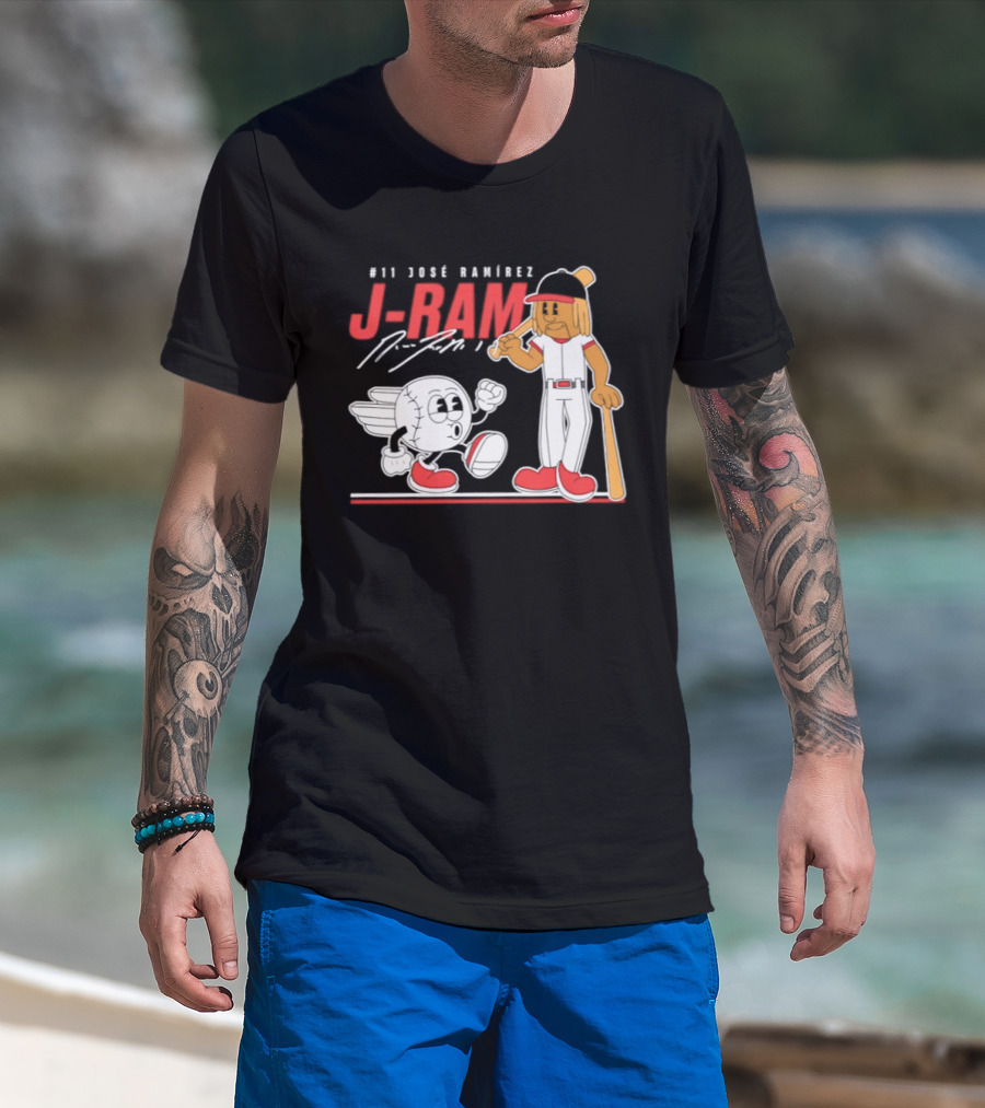 J Ram José Ramírez Number 11 Cleveland Guardians Baseball Cartoon Characters T-Shirt