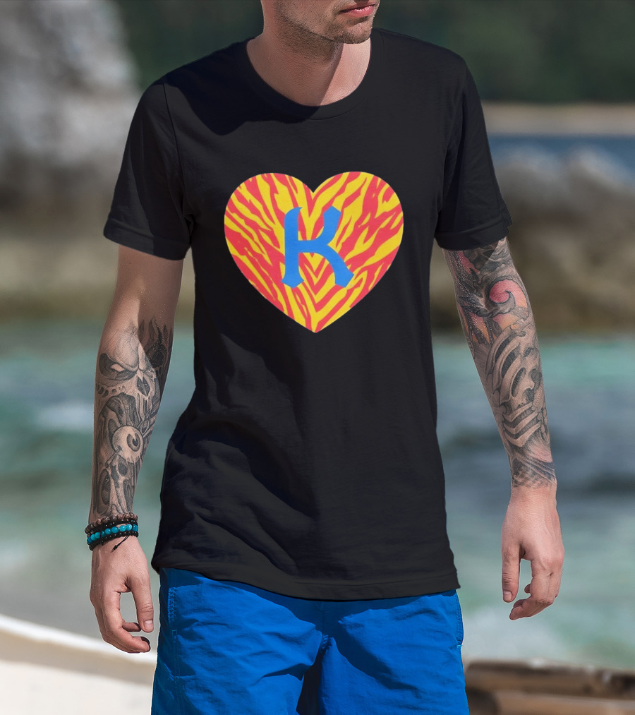 Kansas City Royals Heart Tiger Stripes MLB Baseball T-Shirt