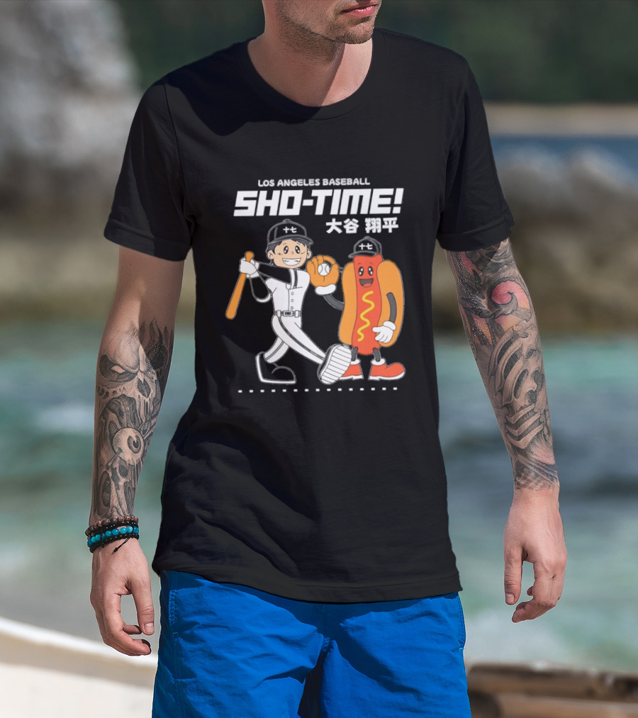 Los Angeles Baseball Sho Time Shohei Ohtani Hotdog T-Shirt