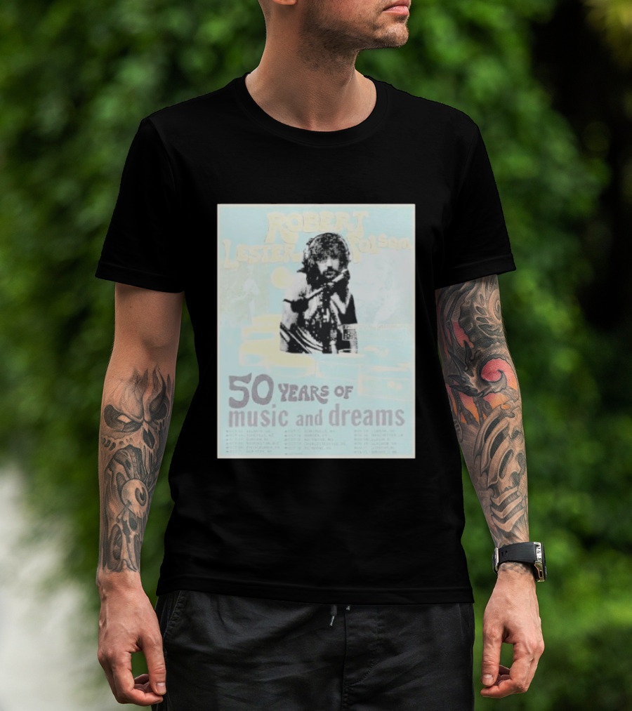 Robert Lester Folsom 50 Years Of Music And Dreams Tour 2026 Atlanta GA To Brussels BE Dates Short Black T-Shirt