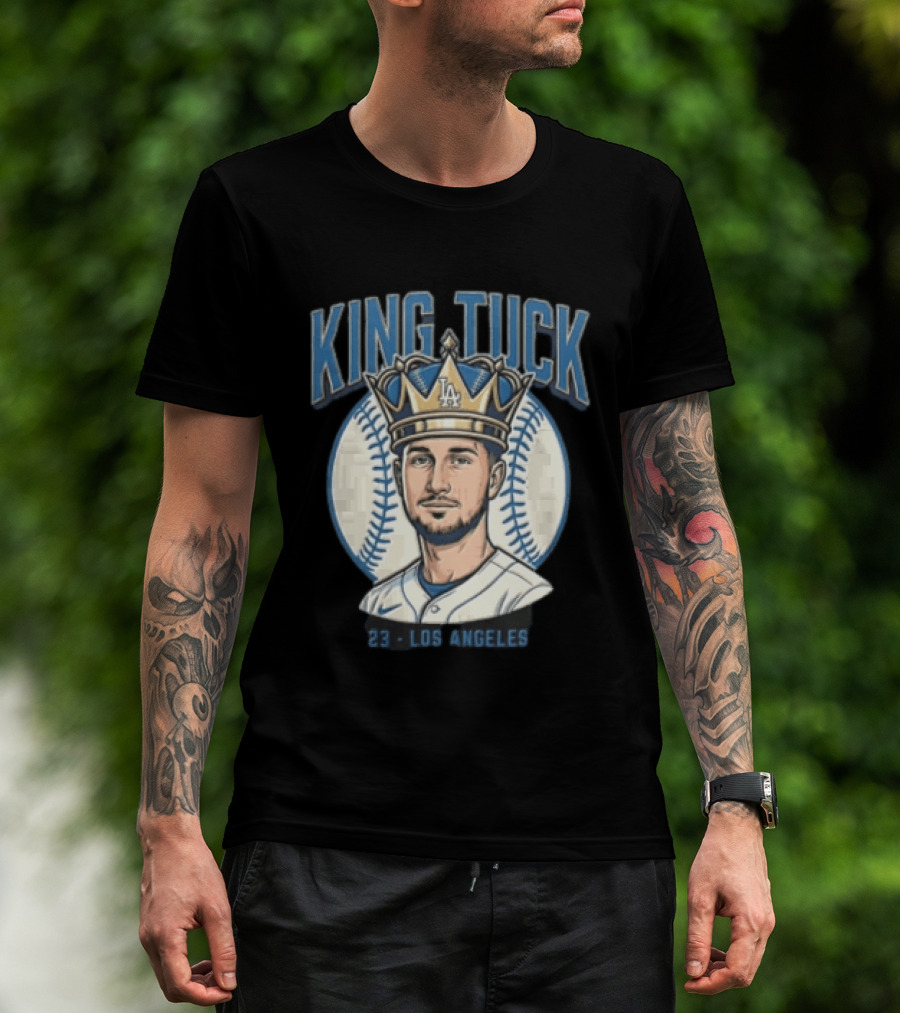 King Tuck Los Angeles Dodgers 23 Baseball Crown T-Shirt