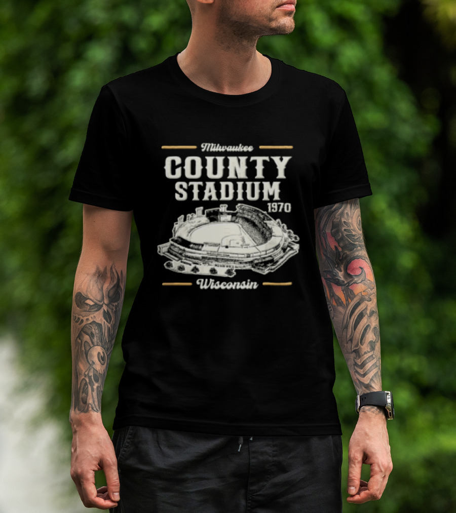 Milwaukee County Stadium 1970 Wisconsin Baseball Stadium T-Shirt