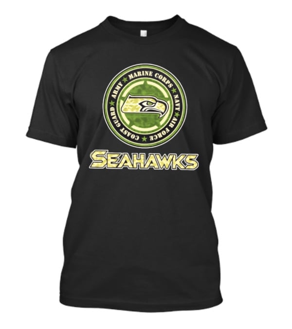 Seattle Seahawks Military Tribute Army Marine Corps Navy Air Force Coast Guard T-Shirt