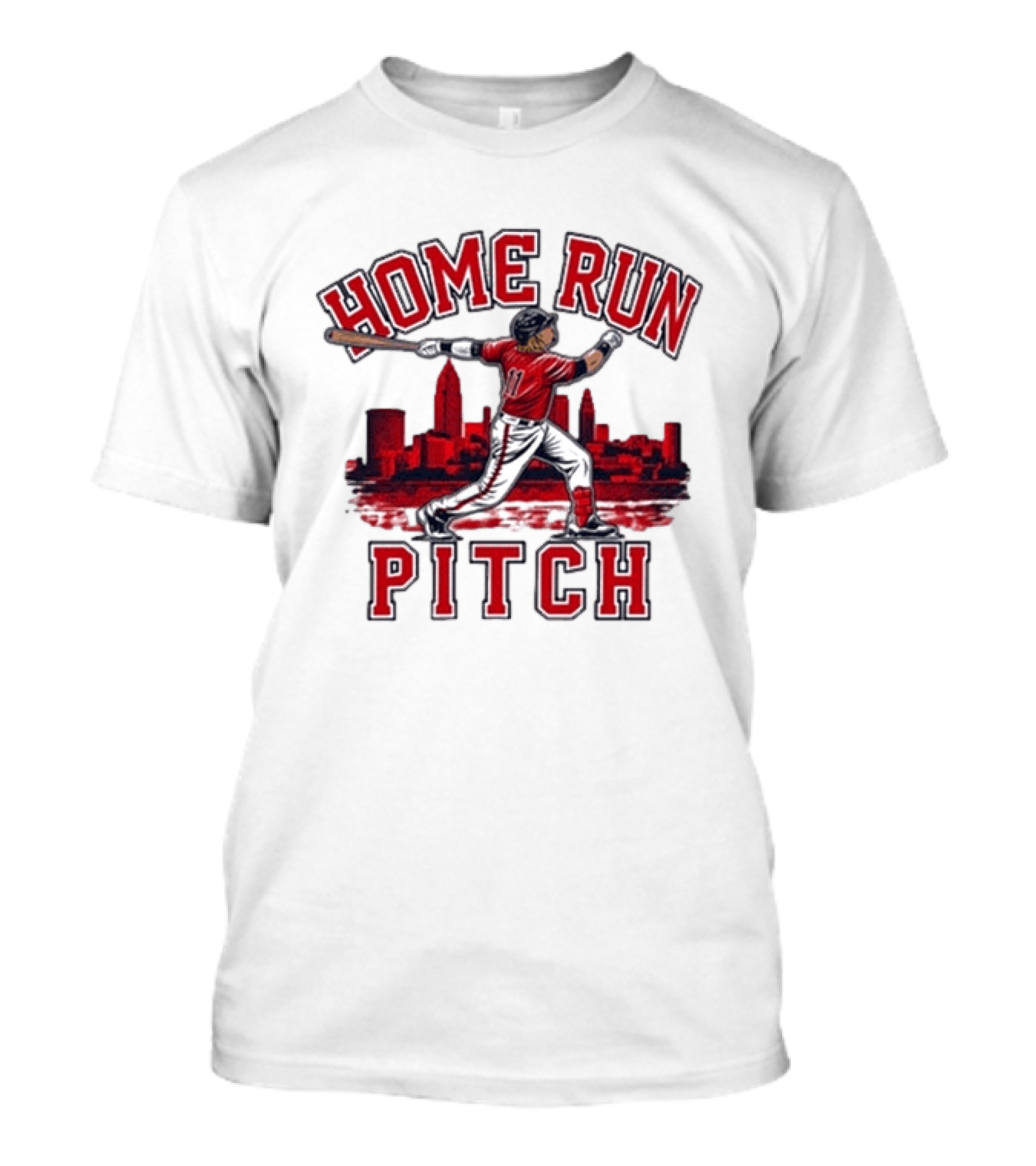 Home Run Pitch City Batter Red Skyline Sports T-Shirt